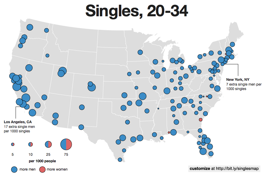singles in florida usa map