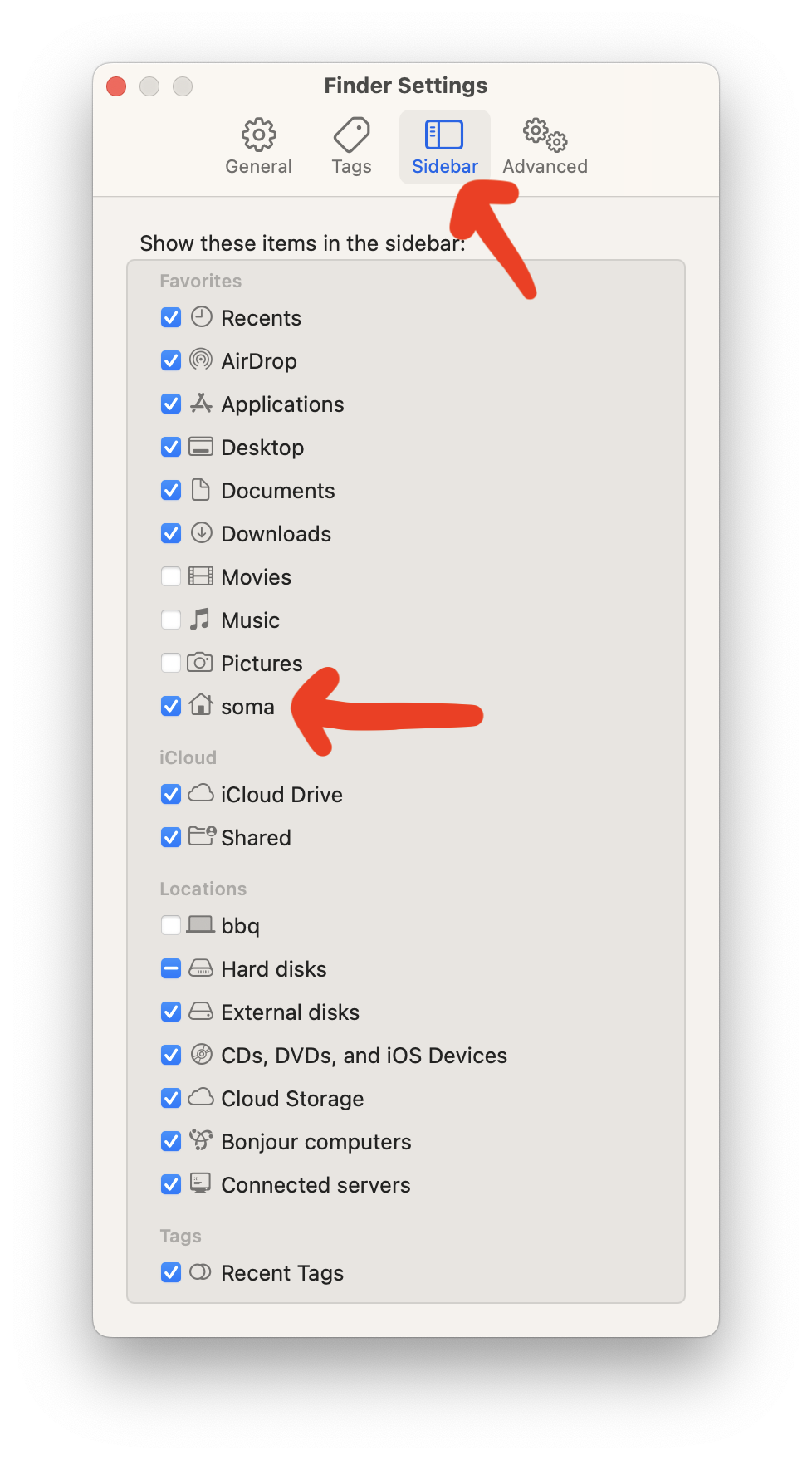 Home directory in Finder