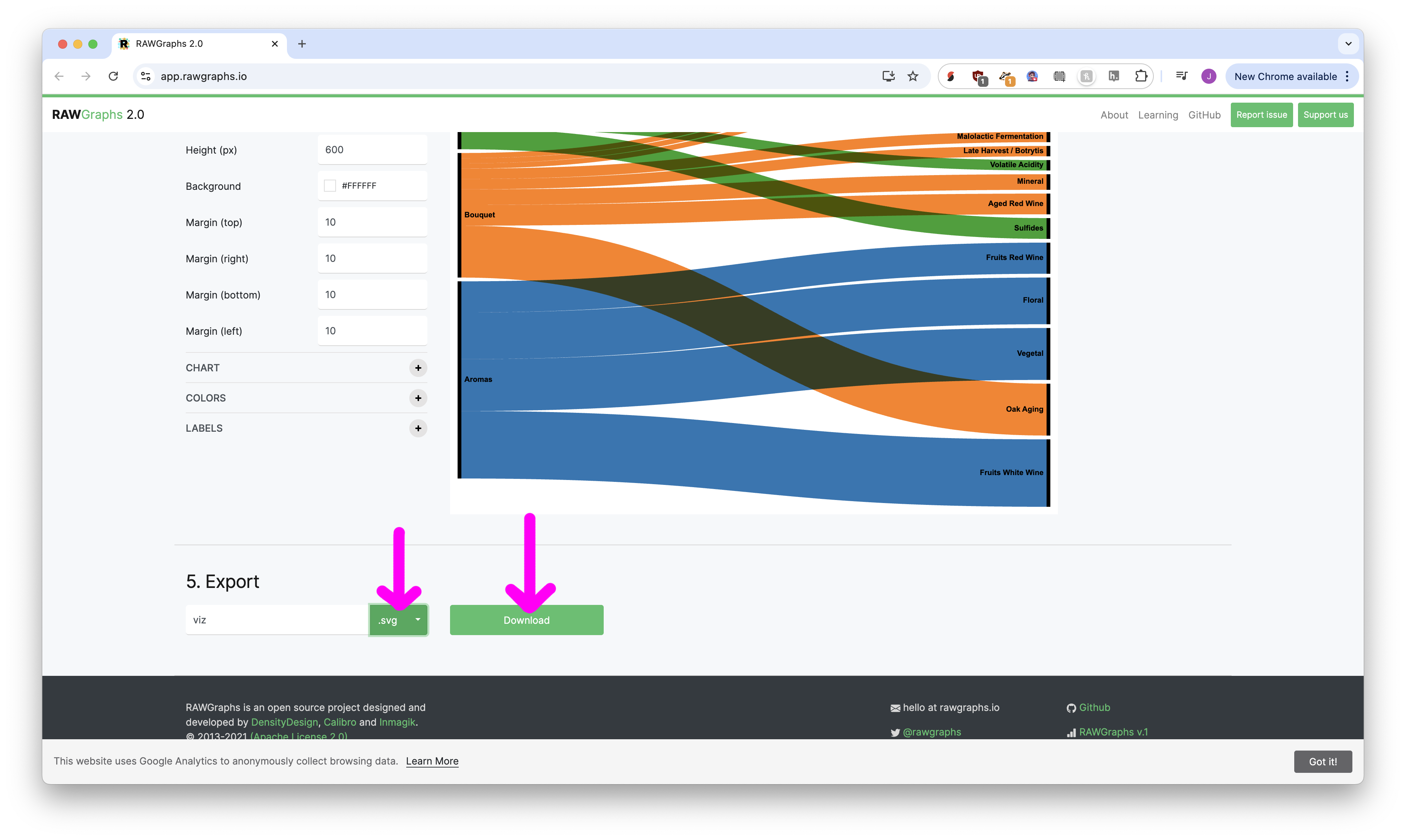 Exporting from RAWGraphs